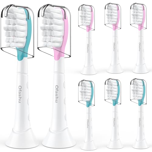 Ofashu - Ofashu Kids Replacement Toothbrush Head for Sonicare: Children Sonic Electric Toothbrush Brush Head for Philips HX6321 HX6340 HX6032/94 HX6042, 8 Packs for Boys Girls 7+, Pink & Green