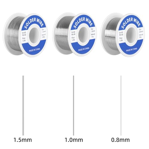 Image of 60-40 Tin Lead Rosin Core Solder Wire for Electrical Soldering, Electronics Repair, DIY Projects, With Soldering Tip Cleaner (1.5mm-50g)