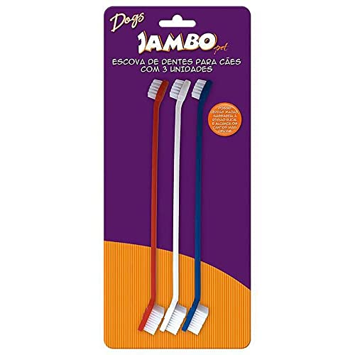 JAMBO PET Escova de Dente para Cães com 3 Unidades para Pets