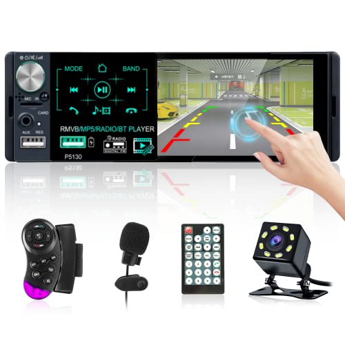 Manos Libres Para Coche RDS Radio de Coche Bluetooth Manos Libres 1 DIN, Hikity 4.1 Pulgadas Pantalla Táctil Coche Estéreo Autoradio...