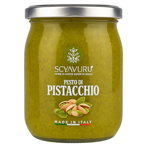 Pesto di Pistacchio Italiano Scyavuru 500 g | Pesto de Pistacho 60% | Auténtico Producto Gourmet de Sicilia | Ideal para Pasta, Salsas y Recetas Rápidas | Made in Italy