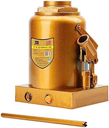 BS525150 Heavy Duty Hydraulic Bottle Jack with Pump Handle, 50Ton Capacity Durable Portable Welded Jack, for Machines, Bridges, Golden