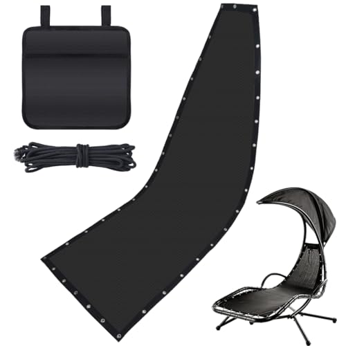 Hanging Lounge Chair Replacement Mesh with Rope Kits Heavy-Duty Waterproof Replacement Mesh for Curved Hanging Lounge Chaise Patio Chairs with Storage Bag, Black, 350 Lbs Capacity