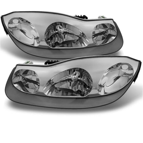 ZPLKKYGR 2pcs Front Left Driver and Right Passenger Side Chrome Housing Clear Lens Headlight Headlights Pair Replacement for Saturn for SC1 2001-2002 for SC2 2001-2002 for SW2 2001