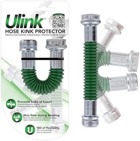 Plastair Ulink 180° Hose Kink Protector Drinking Water Safe Flexible Garden Hose Protector - Eliminates Crimping and Straining at Faucets for RV, Garden & Car Wash, Made in Canada, Green