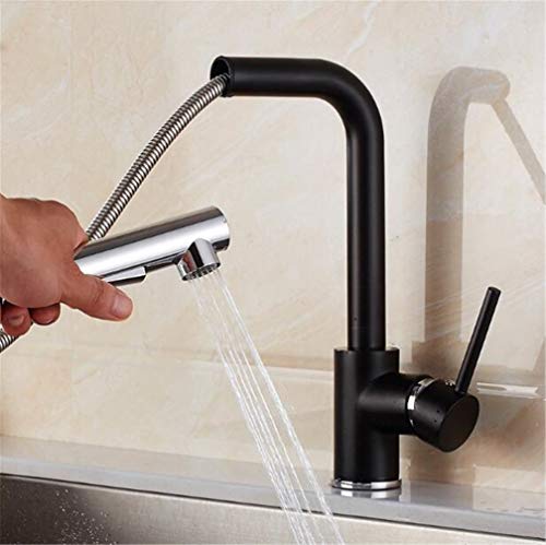 Robinet de cuisine avec douchette extractible en laiton chromé pour évier