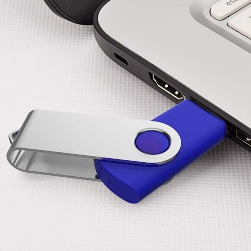 Image of KEXIN Flash Drive 8GB 100 Pack USB Flash Drive 8 GB Thumb Drive USB Drive Bulk Jump Drive Swivel Pen Drive with LED Indicator 8G Blue