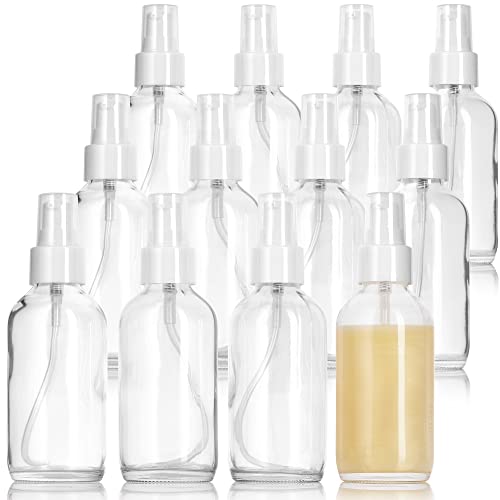 Bouteille en verre transparent 120 ml Boston lot de 12 flacons rechargeables avec pompe