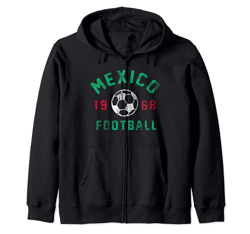 Mexico Football 1968 Center Icon Zip Hoodie, Black, S