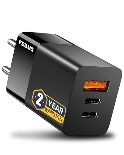 Image of FEDUS 100w gan Charger, 100w Fast Charger Gan Adapter 1 Type C & 1 USB Port Fast Charging Adapter Wall Charger for Samsung, iPhone, Tab /Pad MacBook, Dell, HP, ASUS, 100 W, Devices, 2 Yr Warranty