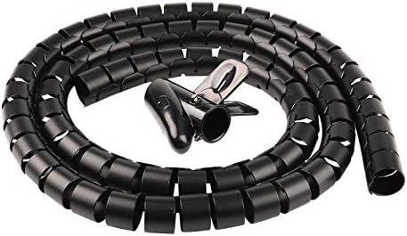 Chengsi Cable Sleeve Organizer Cord Wire Wrap Coiled Tube Cable Management Sleeve for Home Office PC TV (Black Length59inches Diameter1.1inches)