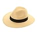 Produktbild Unisex Strohhut Panama Hut Faltbar Sommer Hut mit Hutband und mit breiter Krempe - Beige, 58 EU