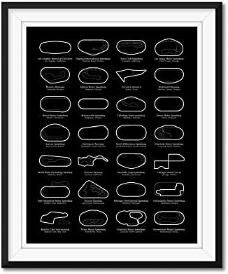 Stock Car Race Track Poster intended for NASCAR Racing Fans for 2023 Cup Series Circuits Gift Print Wall Art - Portrait Black, 8x10" Satin Print (Unframed) - Perfect Gift for Car Enthusiast