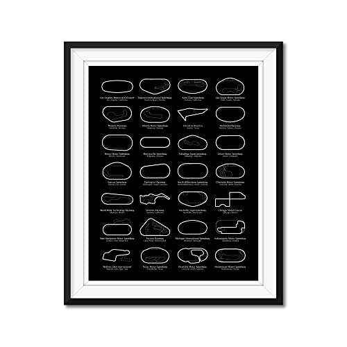 Stock Car Race Track Poster Intended For Nascar Racing Fans For 2023 Cup Series Circuits Gift Print Wall Art - Portrait Black, 8X10" Satin Print (Unframed) - Perfect Gift For Car Enthusiast #TOP3