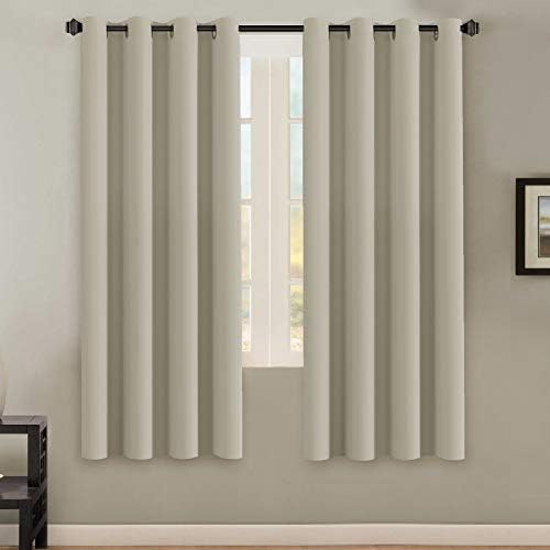 H.VERSAILTEX Solid Grommet Thermal Insulated Blackout Curtain Panels/Drapes,52Wx72L - Inch (Set of 2,Ivory/Cream Pattern)