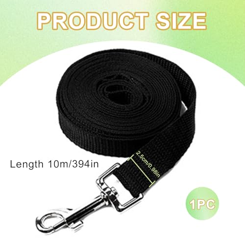 Noaxylic Schleppleine für Hunde, 10m Schleppleine Stark & Robust, Hundeleine mit Handschlaufe und Metall Karabiner, Trainingsleine für Kleine Mittlere und Große Hunde (Schwarz)