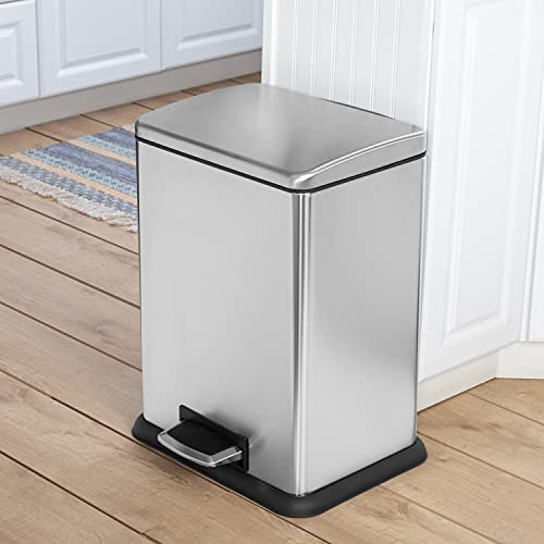 Tall And Wide Stainless Steel Step Trash Can With Lid, 58-Liter Trs-09336 Trash Can, Stainless Steel Trash Can, Trash Can With Lid, Metal Trash Can With Lid, Step Trash Can, Square Trash Can #TOP1