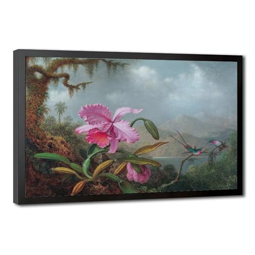 Toile Orchidées et colibris Martin Johnson Heade, déco murale oiseau