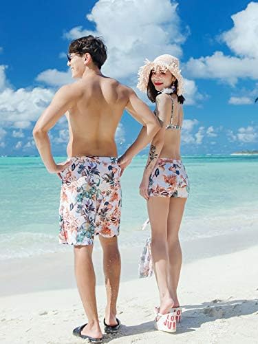 [レモンツリーセブン] ペア水着 男女5点セット 水着 カップル水着 レディース メンズ サーフィンパンツ パレオ 体型カバー ワイヤー入り タンキニ お揃い ご夫婦 おしゃれ 海水浴 旅行 南国風