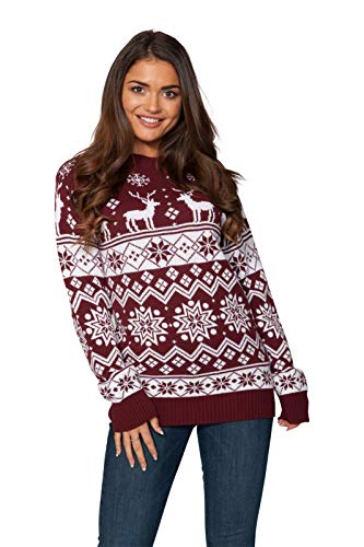 HSA Ltd Pull de Noël fantaisie, Unisexe - Rouge - Medium Cover