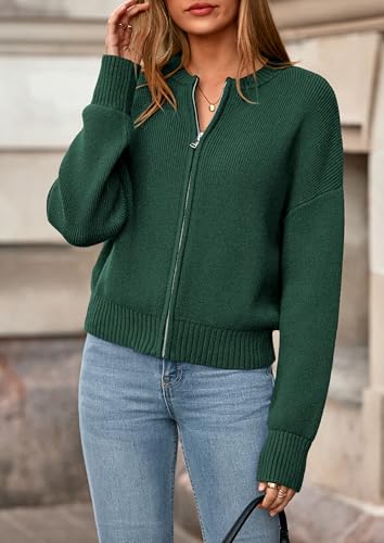 NALANISA Women's Cropped Cardigan Sweaters Fall Open Front Long Sleeve Ribbed Knit Zipper Chunky Cardigans Outerwear Coats2