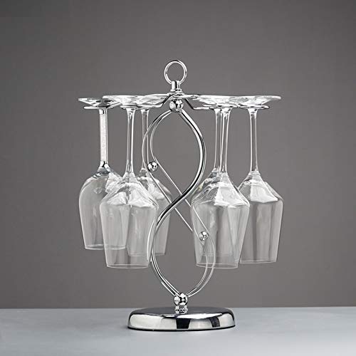 Support De Verres à Vin De Comptoir - 33x23 Cm - 6 Crochets En Spirale - Métal Bronze - Stable, Démontable - Pour Bar, Cuisine, Salle à Manger - 8