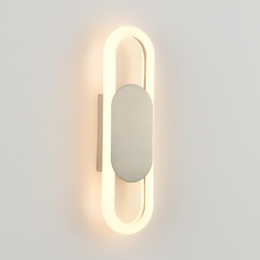 HUAYUSEDF Modern 11 W/Wall Sconce Home Minimalist Oval Sconces Indoor Decor Hardwired Lamp Bedroom Hallway Stair Living Room Mounted Light Fixtures 3000 K(Nickel)