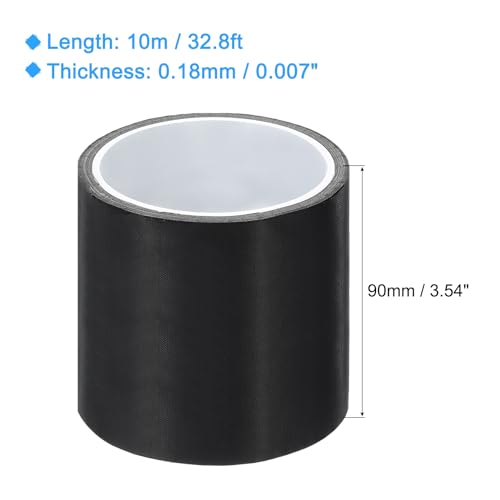 Image of MECCANIXITY High Temperature Tape 90mm PTFE Coated Fabric Tape Heat Resistant Tape for Vacuum Sealers Adhesive Tape 10m /33ft Black 0.18mm Thickness