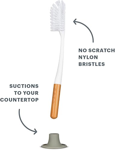 Miniatura 10 de SOMA Cepillo largo para botellas de cabeza curva con soporte de silicona y mango de bambú, 14 pulgadas, gris