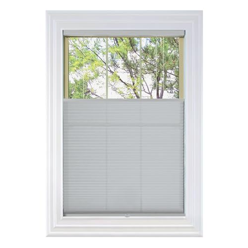 BlindsAvenue Cordless Top Down Bottom Up Cellular Honeycomb Shade, 9/16" Single Cell, Light Filtering, Gray Sheen, Size: 25" W x 72" H