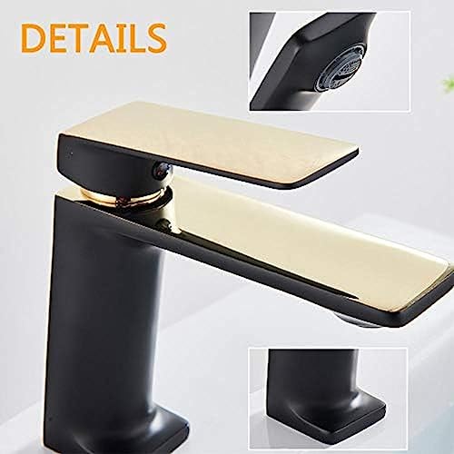 Mitigeur de lavabo or noir mécanique précise eau chaude et froide - 2