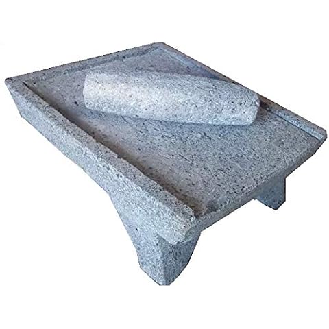 Made in Mexico Genuine Mexican Azteca Manual Volcanic Lava Rock Metate Y Mano Mortar and Ground Stone Grains Seeds Spices Corn Elote Maíz Chocolate #10 Cover