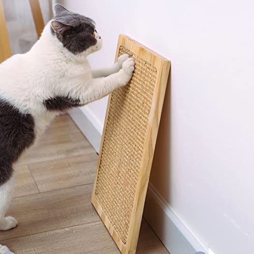 SnowTing Large Cat Scratching Pad Wall Mounted Cat Scratcher Board Floor Use Solid Wood Cat Scratcher Pad with Sisal Mat for Kitty\'s Health Good Behavior Indoor Cats Protect Furniture (Random Color) - Thumbnail 6
