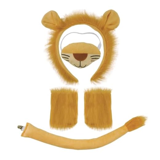 XNIVUIS 5 Piezas Disfraz de León,Juego de Disfraz de Animales,León de la cola de la nariz Orejas diadema Garra Guantes para Adultos y Niños Cosplay Disfraz de Halloween de Navidad Cumpleaños (Naranja)