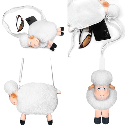 Adult Plush White Sheep Bag Cute Crossbody Bag with Adjustable Shoulder Strap2