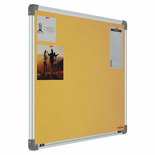Image of Scholar Art Metis 2x3 Feet Bulletin Board for Wall & Study Table | Vibrant & Versatile Crape Cloth + High Density Soft Board for Pinning Photos, Sticky Notes & Reminders (Yellow)