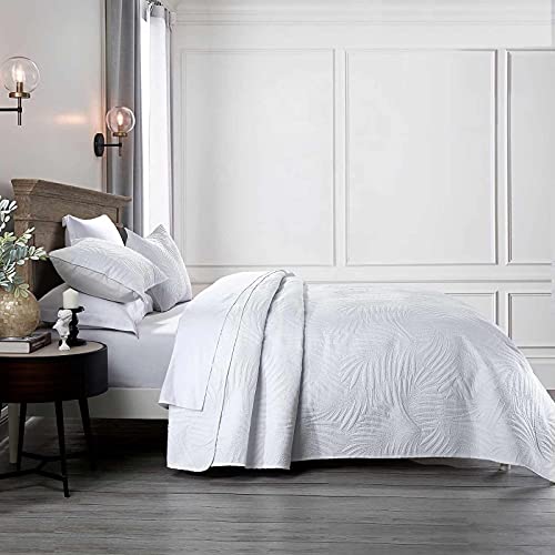 Boryard 3-Piece Queen Quilt Set, Lightweight Soft Warm Full Size Quilt Bedspread Coverlet (90X90 Inches) With 2 Pillow Shams (20X26 Inches) For All Season, White #TOP2