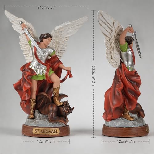 Estatua de San Miguel Arcángel color beige 12 pulgadas miniatura 2