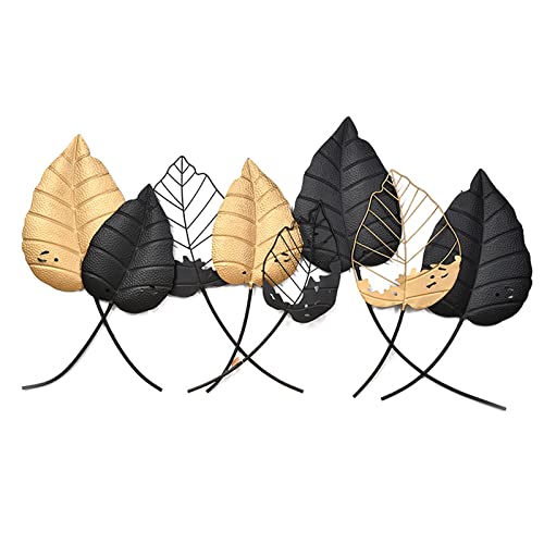 Décoration murale en métal créative de 119x66 cm avec feuilles d'arbre pour salon et jardin