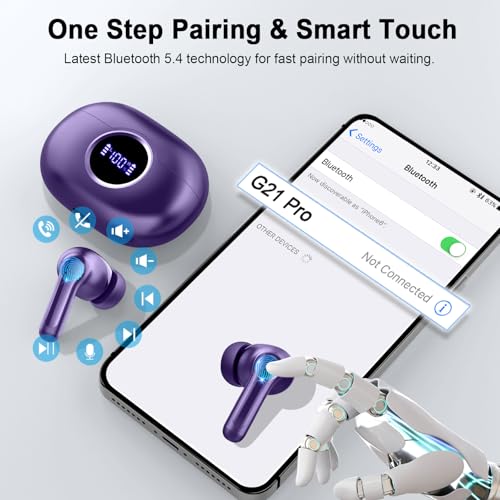Image of Rinsmola Bluetooth Wireless Headphones Hi-Fi Stereo Ear Buds, USB-C in-Ear Earphone, IP-X7 Waterproof for Laptop Pad Android iOS