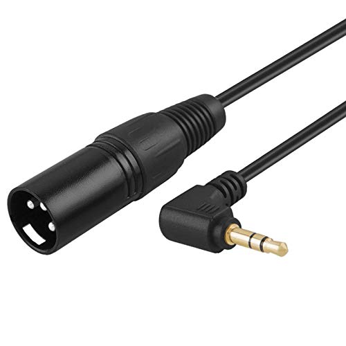 CableCreation 3 Feet Angle 3.5mm (1/8 Inch) Stereo Male to XLR Male Cable, Black