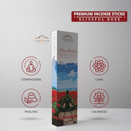 Image of Rose Incense Sticks Anahata Pack of 4 160 Sticks Natural Handcrafted Agarbatti Long Lasting Rose Fragrance for Meditation Relaxation Yoga Pooja Home Temple Stress Relief Calm Mind