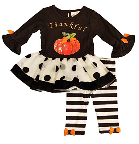 Rare Editions Baby Girls Brown Pumpkin Polka Dot 2 Pc Legging Set 3M to 9M (6 Months)