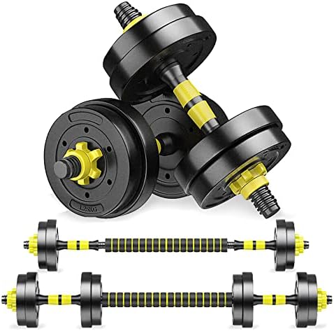 Adjustable-Dumbbells-Set,30lbs Free Weights Set with Connector,Fitness Exercises for Home Gym Suitable Men/Women,Yellow