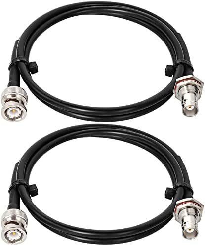 MOOKEERF 2PCS 50 ohm RG58 BNC Male to Female Coax Cable - 3FT Low Loss Antenna Extension for CB Radio, VHF Ham Radio, Wireless Microphone, CCTV, Amateur Radio