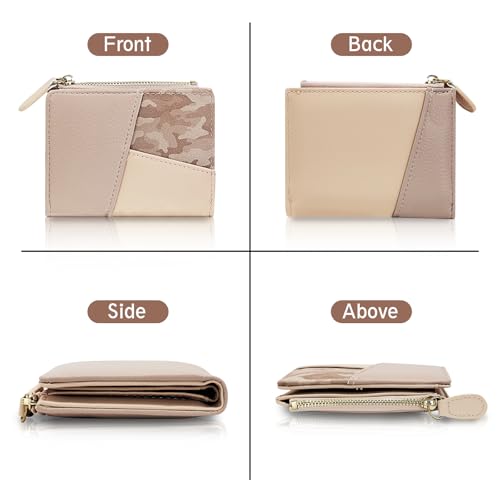 Small Wallet for Women, PU Leather Bi-fold Women’s Wallet Trendy Vintage Splicing Ladies Purse with Zipper Coin Pocket(Pink)4