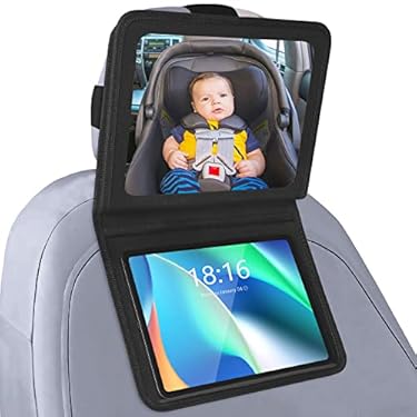 AMAZON - Baby Car Mirror with Touchable Tablet Holder, Adjustable Backseat Mirror for Rear Facing Infant Newborn with Wide and Bright View, Fully Assembled, Stable and Shatterproof for Toddler, Kids