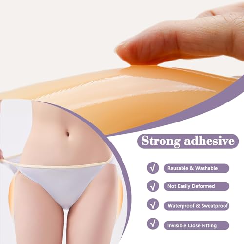 Silicone Hip Pads Adhesive for Women - Reusable Butt Lift Enhancer Pads, Sticky Buttocks Enhancer, Beige(2 Pieces)4