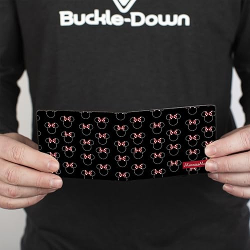 Buckle-Down Men's Disney Wallet, Bifold, Minnie Mouse Icon Monogram Banner Black White Red, Vegan Leather, Multicolor, Standard Size4