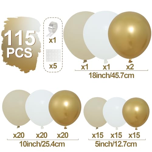 Miniatura 2 de Kit Arco Globos Oro Blanco, 111pcs Guirnalda Globos Arena Blanca Y Dorada Con Globos Beige Para Cumpleaños Fiesta, Baby Shower, Boda Bohemia, Bautizo Bebe, Compromiso, Aniversario